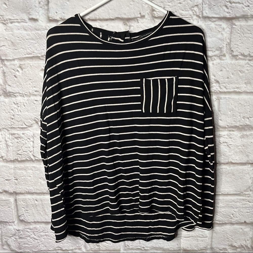 Staccato Striped Top Blouse‎ Womens Black White Size Large
